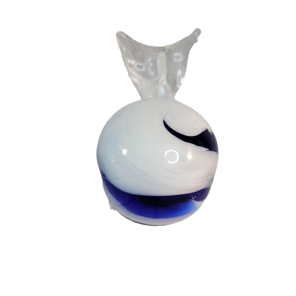 Blown Glass Blue White Decoration Collectible Wale Figurine Vintage Sculpture - Picture 6 of 14